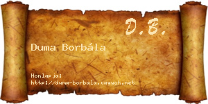Duma Borbála névjegykártya